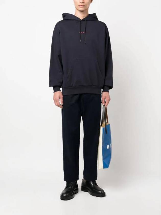 Logo Print Drawstring Hoodie Blue - MARNI - BALAAN 3