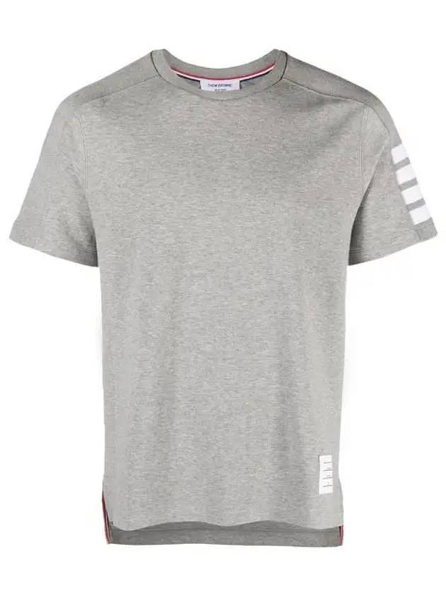 4-Bar Striped Cotton Short Sleeve T-Shirt Light Grey - THOM BROWNE - BALAAN 2