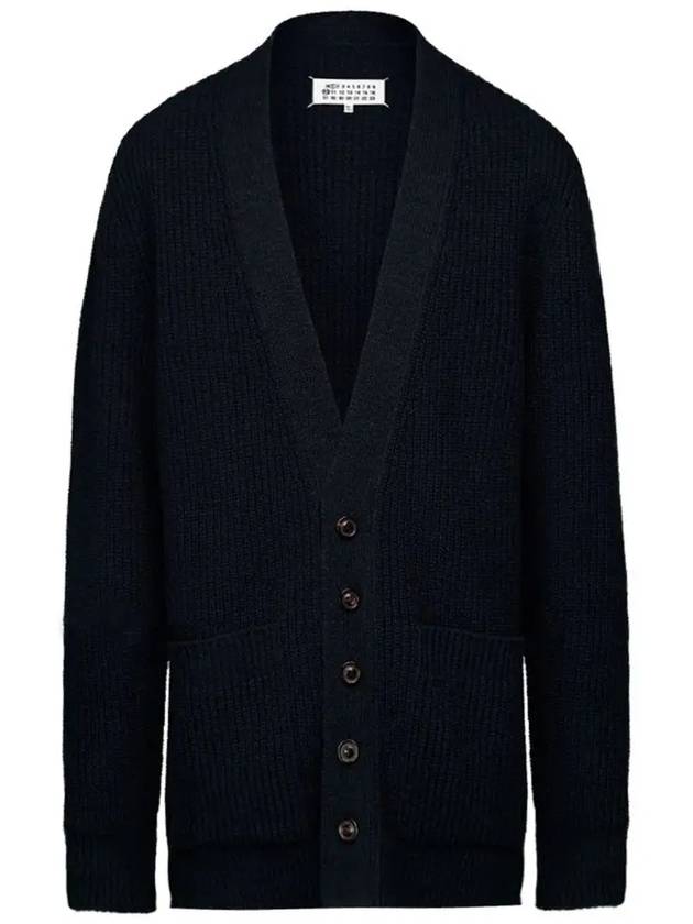 Back Stitched Virgin Wool Cardigan Navy - MAISON MARGIELA - BALAAN 3