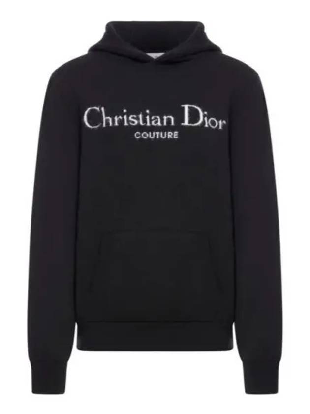 Embroidery Logo Knit Hoodie Black - DIOR - BALAAN 2