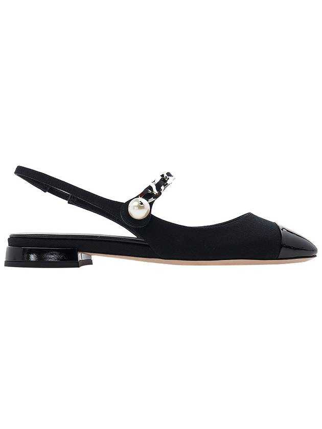 Women's Patent Velvet Leather Slingback Flat Black - MIU MIU - BALAAN 3