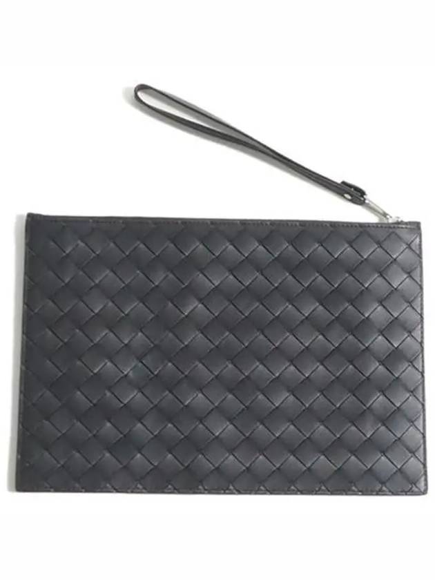 Intrecciato Strap Large Clutch Bag Black - BOTTEGA VENETA - BALAAN 4