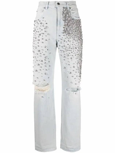 Women's Crystal Bleached Straight Jeans Blue - GOLDEN GOOSE - BALAAN 1