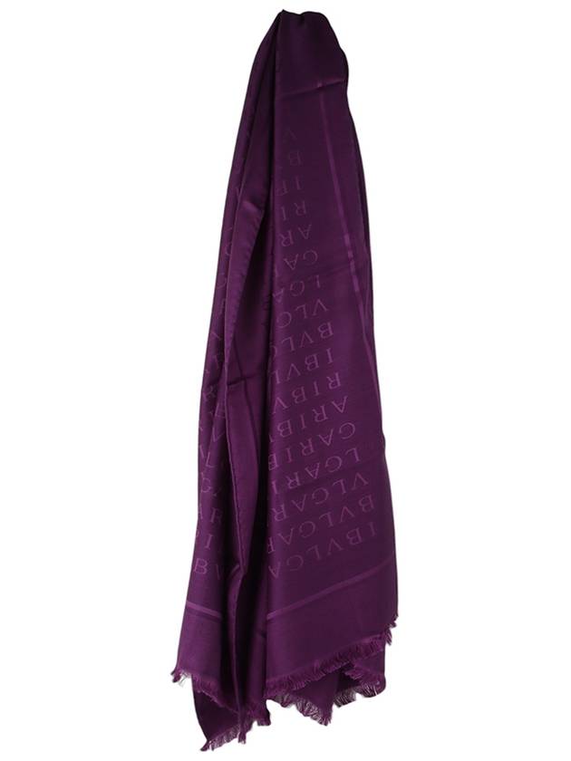 Logomania Stole Wool Silk Scarf Muffler Purple 33701Y 1 - BVLGARI - BALAAN 4