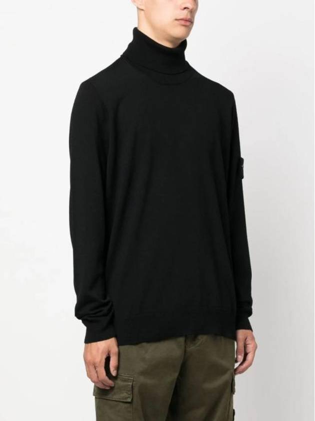 Wappen Patch Virgin Wool Turtleneck Black - STONE ISLAND - BALAAN 4