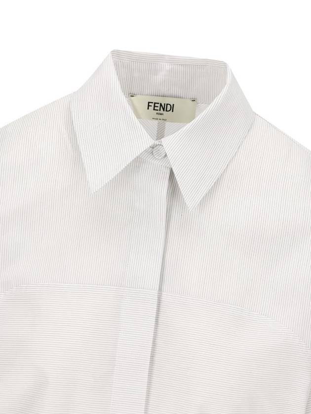 Striped Cotton Shirt White - FENDI - BALAAN 4