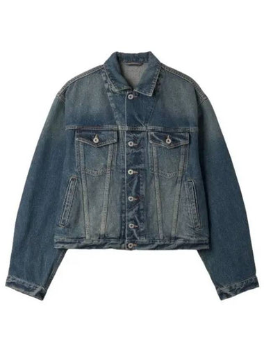 Medium Stone Denim Trucker Jacket Blue - KENZO - BALAAN 1