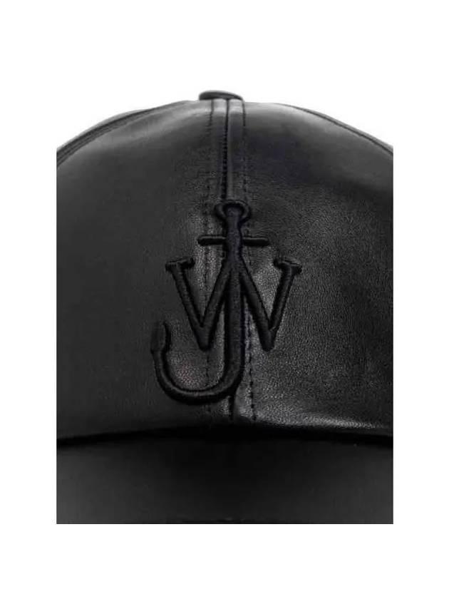 Embroidered Logo Leather Baseball Cap Black - JW ANDERSON - BALAAN 4