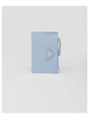 Logo Saffiano Leather Card Wallet Pale Blue - PRADA - BALAAN 2