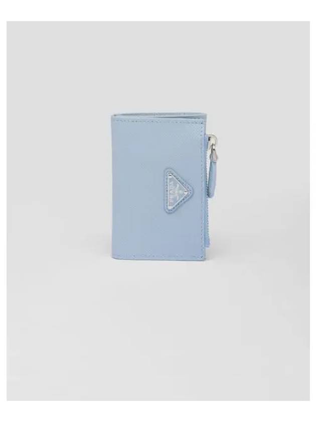 Logo Saffiano Leather Card Wallet Pale Blue - PRADA - BALAAN 2