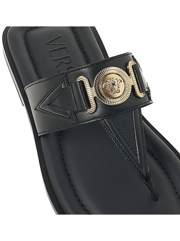 La Medusa Leather Flip Flops Black - VERSACE - BALAAN 9