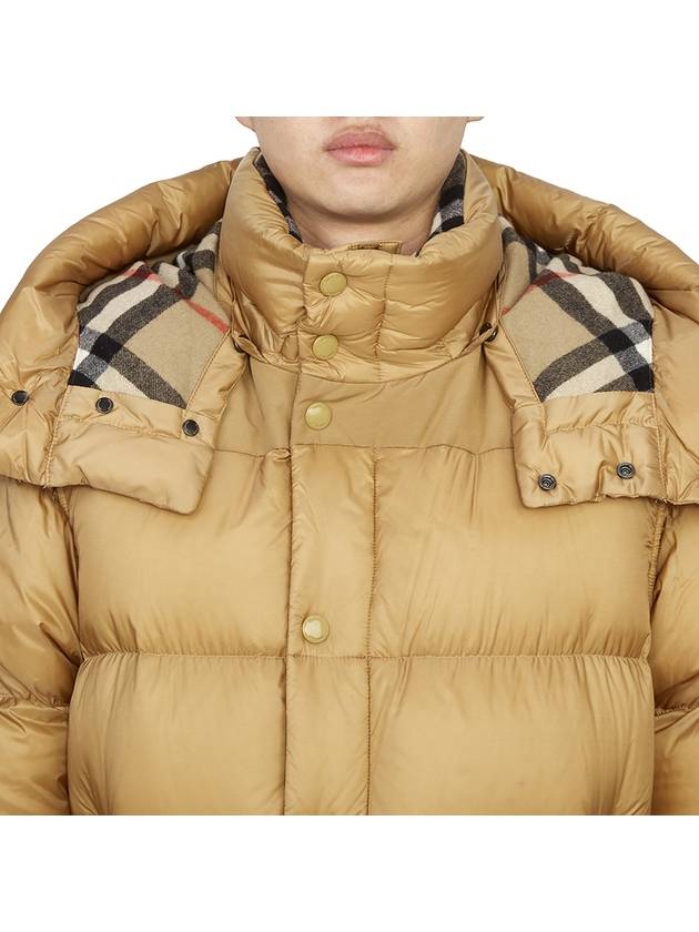 Logo Patch Hooded Down Padding Beige - BURBERRY - BALAAN 8