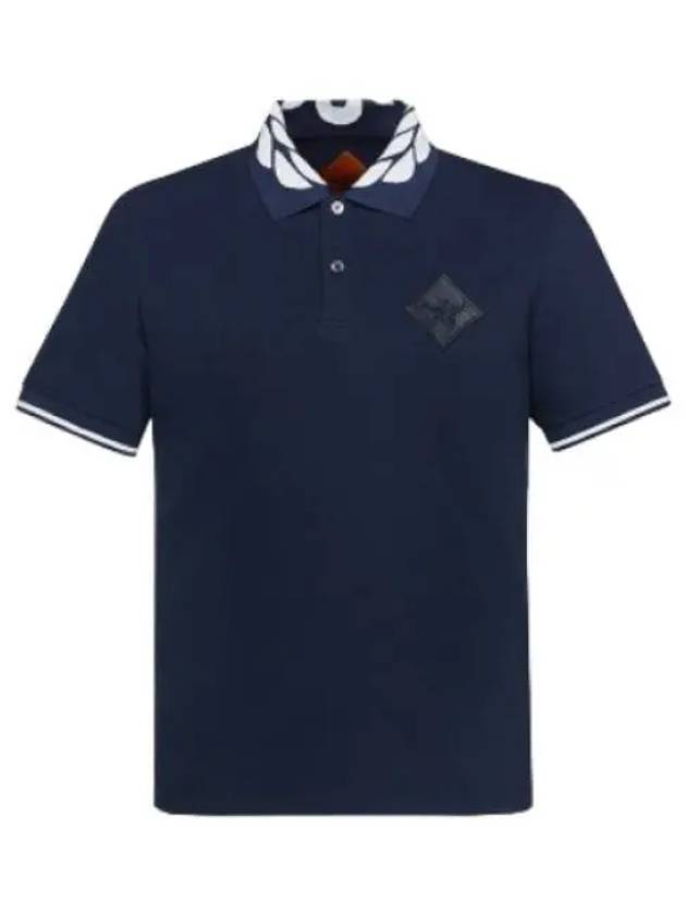 Intarsia laurel pique polo t shirt collar - MCM - BALAAN 1