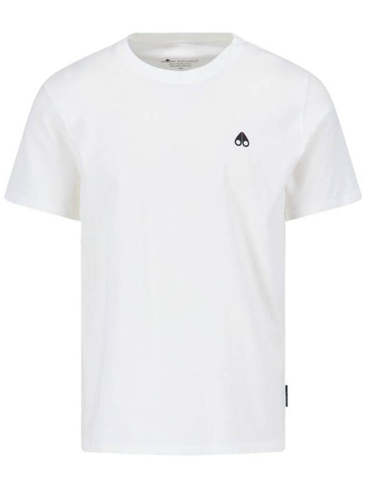 Logo Detail Crew Neck Short Sleeve T-Shirt White - MOOSE KNUCKLES - BALAAN 1