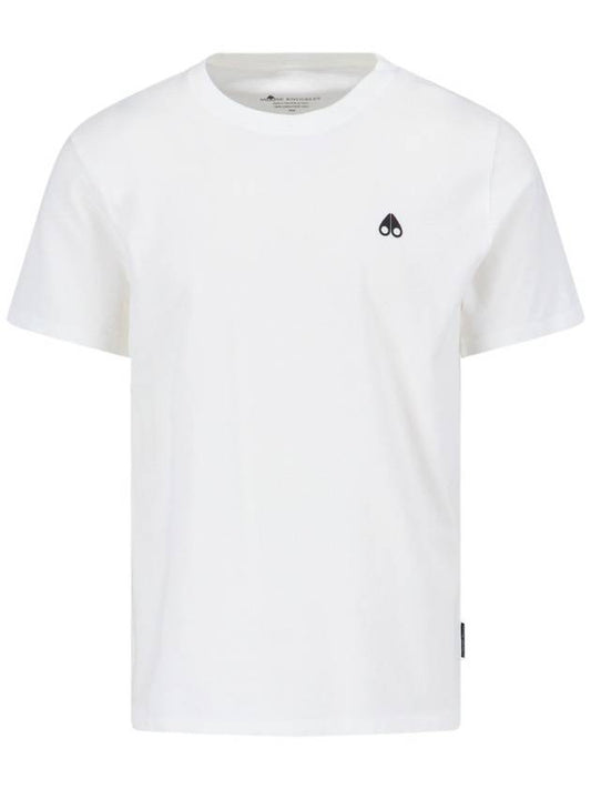 Satellite Logo Detail Crew Neck Short Sleeve T-Shirt White - MOOSE KNUCKLES - BALAAN 1