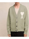 De Coeur Logo Wool Cardigan Green - AMI - BALAAN 3