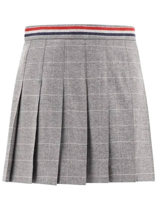 Check Flannel Pleated A-Line Skirt Grey - THOM BROWNE - BALAAN 1