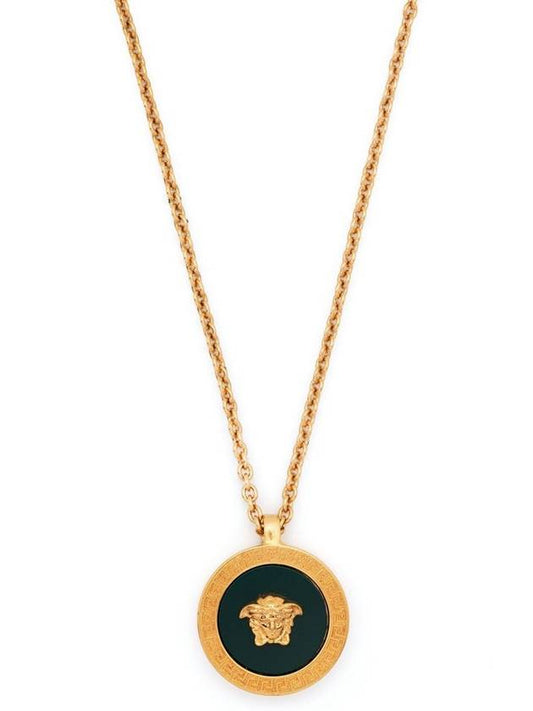 Enamel Medusa Necklace Black Gold - VERSACE - BALAAN 2