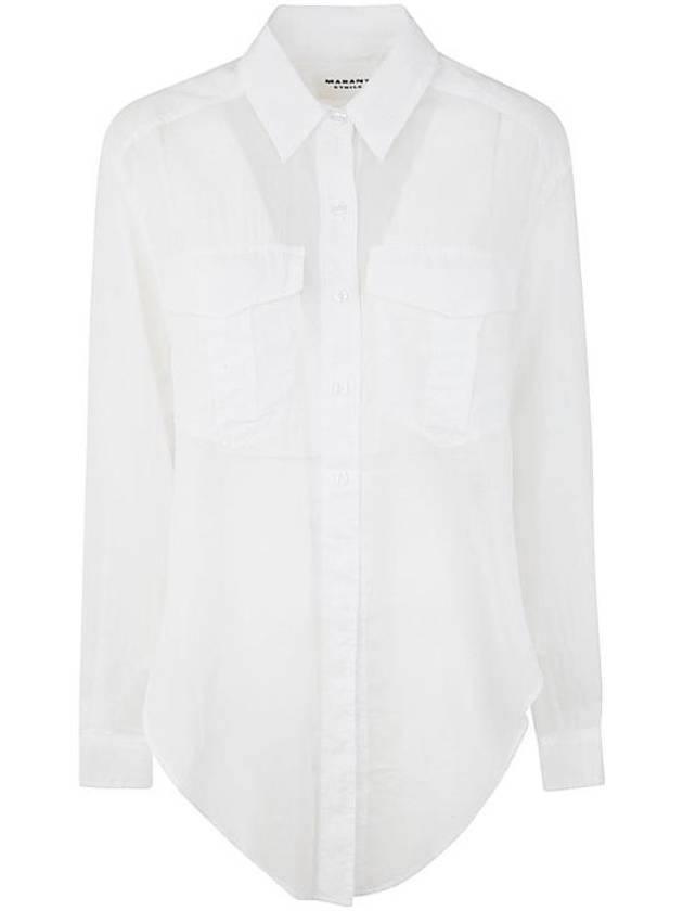 Women's Curved Hem Long Sleeve Shirts White - ISABEL MARANT ETOILE - BALAAN 1