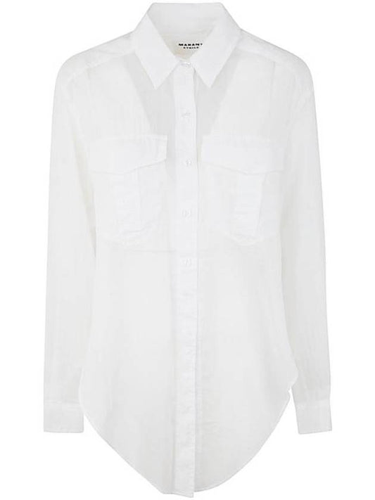 Women's Curved Hem Long Sleeve Shirts White - ISABEL MARANT ETOILE - BALAAN 1