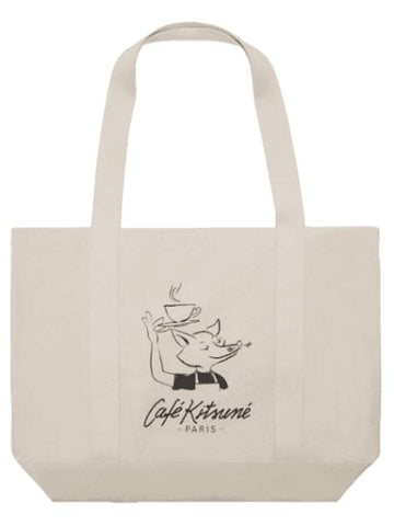 Cafe Kitsune Fox Tote Bag Tapioca - MAISON KITSUNE - BALAAN 1