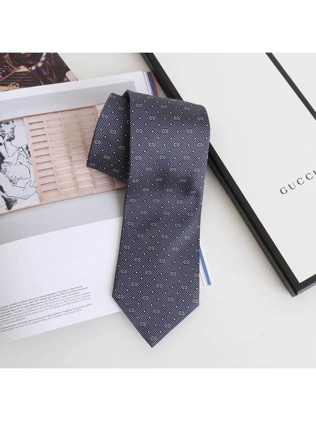 GG Dot Pattern Silk Tie Navy - GUCCI - BALAAN 6