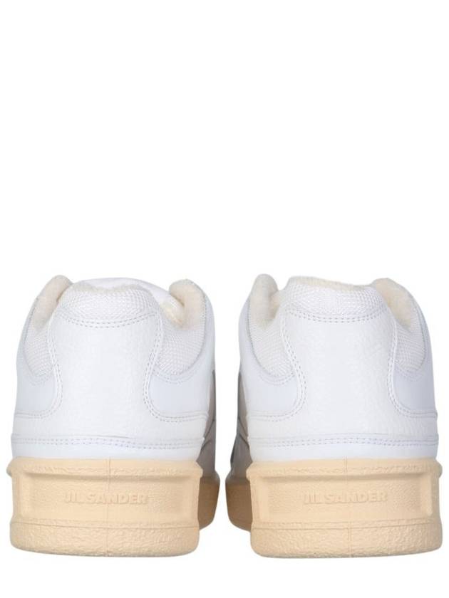 Men's Logo Leather Low Top Sneakers White - JIL SANDER - BALAAN 4