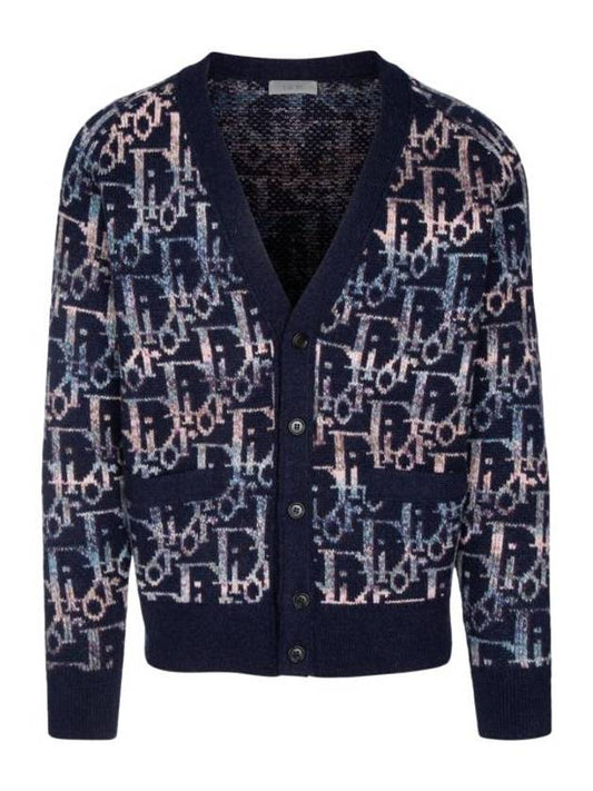 Oblique Wool Jacquard Cardigan Blue - DIOR - BALAAN 1