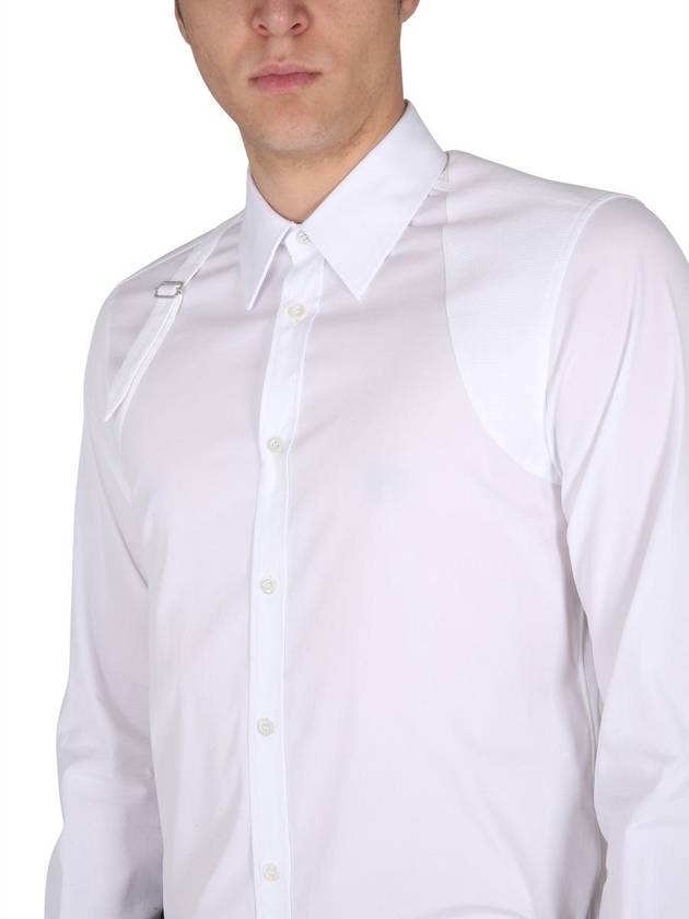 Men's Strap Detail Long Sleeve Shirt White - ALEXANDER MCQUEEN - BALAAN 3