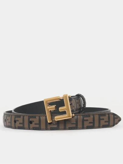 FF Square Stud Buckle Leather Belt Brown - FENDI - BALAAN 2