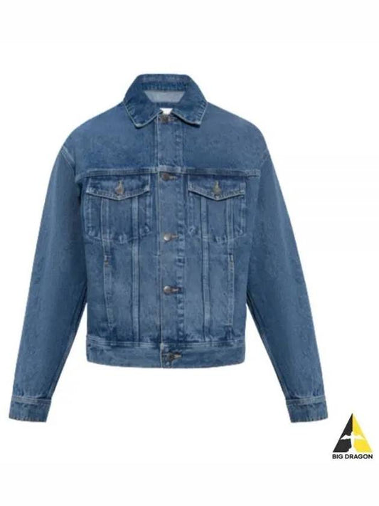 Boxy Fit Mid Washed Denim Jacket Vintage Blue - AMI - BALAAN 2