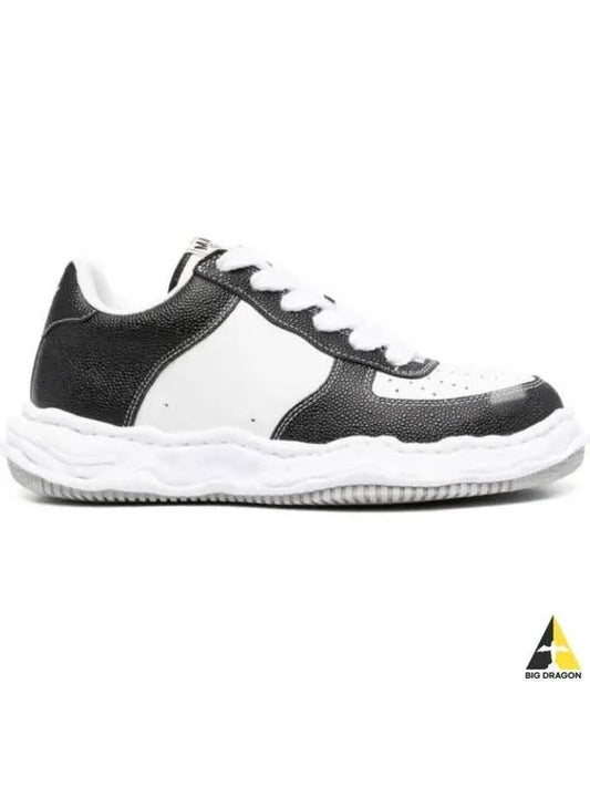 A11FW712 BLACKwhite WAYNE leather low sneakers - MIHARA YASUHIRO - BALAAN 1