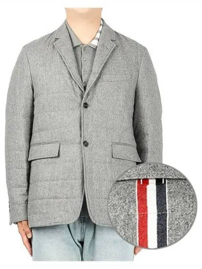 Men's Center Back Striped Voile Wool Padded Jacket Grey - THOM BROWNE - BALAAN 2