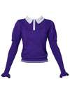 Golf Wear Puff Sleeve Collar Knit Purple - J JANE - BALAAN 2