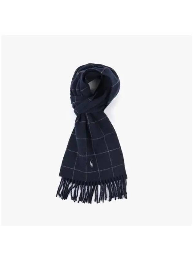 PC0743 433 Pony Windowpane Plaid Check Reversible Fringe Muffler - POLO RALPH LAUREN - BALAAN 4