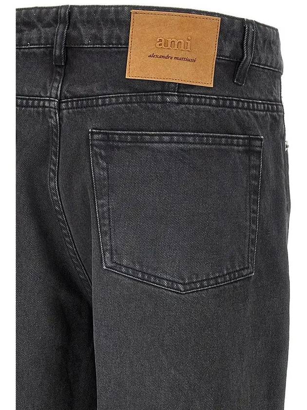 Logo Patch Tapered Fit Denim Jeans Black - AMI - BALAAN 6