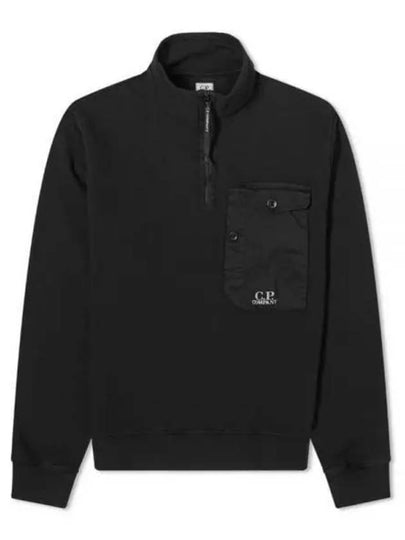 Cotton Fleece Mixed Zipped Sweatshirt Black - CP COMPANY - BALAAN 2