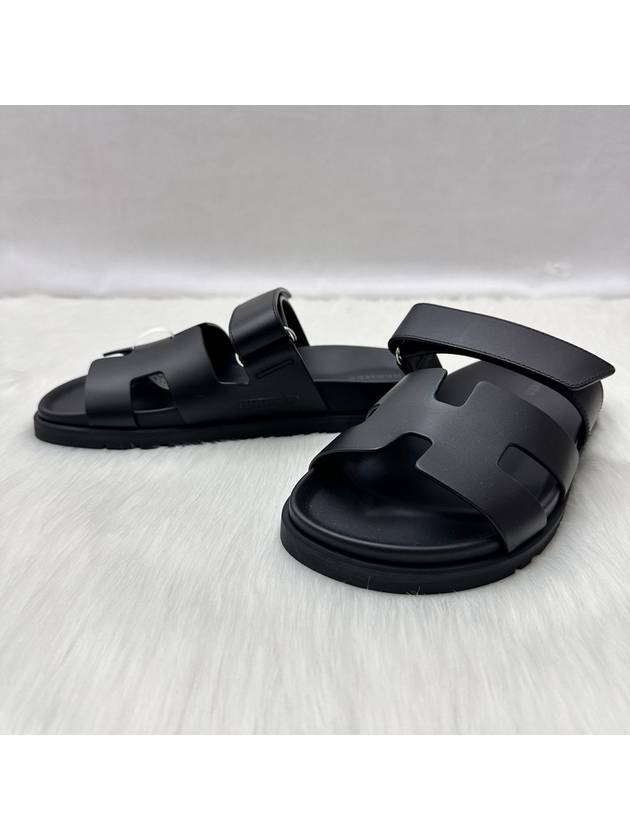 24 Years Women s Chypre Slippers Leather Sandals Black lux240617 - HERMES - BALAAN 3