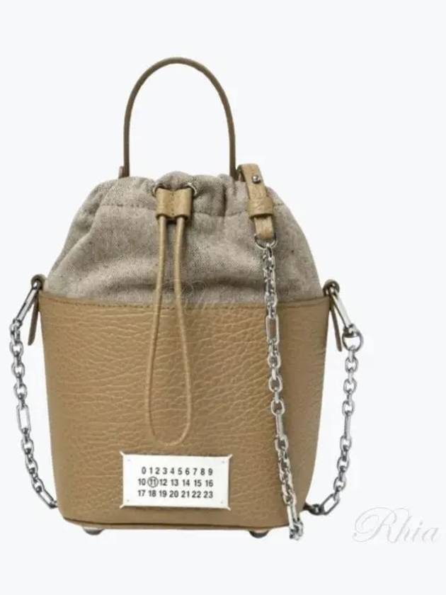 5AC Number Logo Texture Leather Bucket Bag Brown - MAISON MARGIELA - BALAAN 2