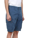 Logo Cotton Slim Cargo Shorts Blue - STONE ISLAND - BALAAN 4