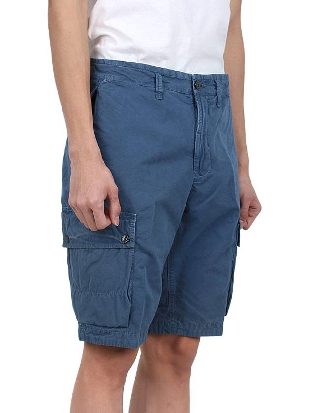 Logo Cotton Slim Cargo Shorts Blue - STONE ISLAND - BALAAN 4