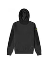 Garment Dyed Cotton Fleece Badge Hoodie Black - STONE ISLAND - BALAAN 1