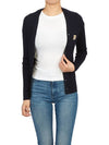 Embroidered logo V neck virgin wool cardigan blue - ROCHAS - BALAAN 8