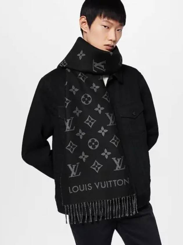 Monogram Wool Scarf Black - LOUIS VUITTON - BALAAN 2