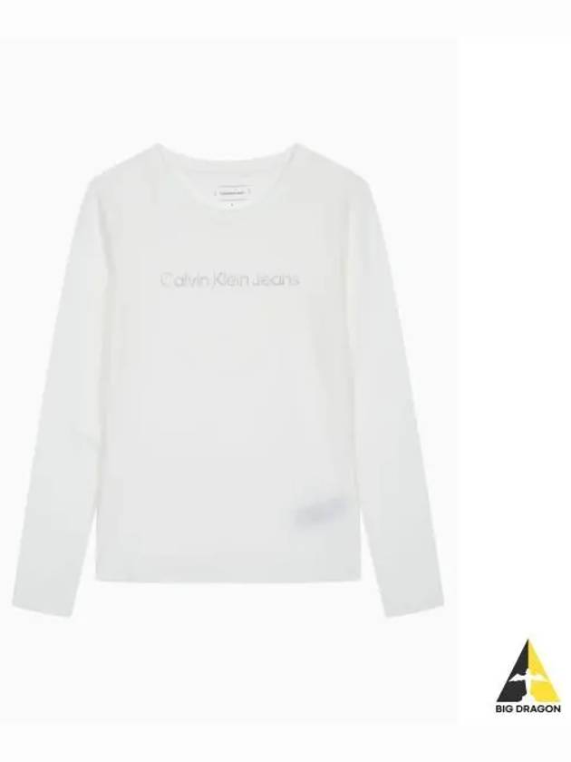 JEANS Women s Institutional Logo Straight Fit Long Sleeve T Shirt J225484 YAF - CALVIN KLEIN - BALAAN 2