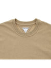 Women's Round Neck Plain Short Sleeve T-Shirt Beige - BOTTEGA VENETA - BALAAN 4