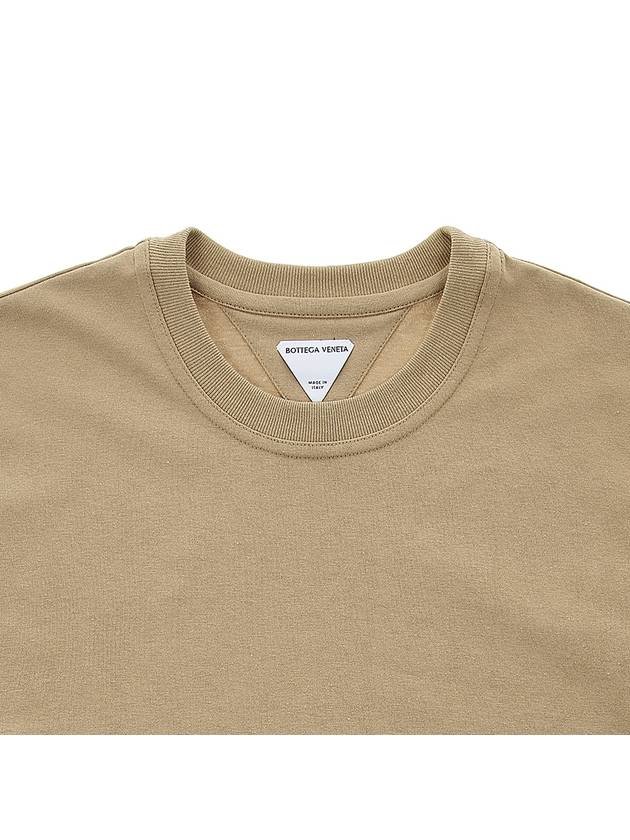 Women's Round Neck Plain Short Sleeve T-Shirt Beige - BOTTEGA VENETA - BALAAN 4