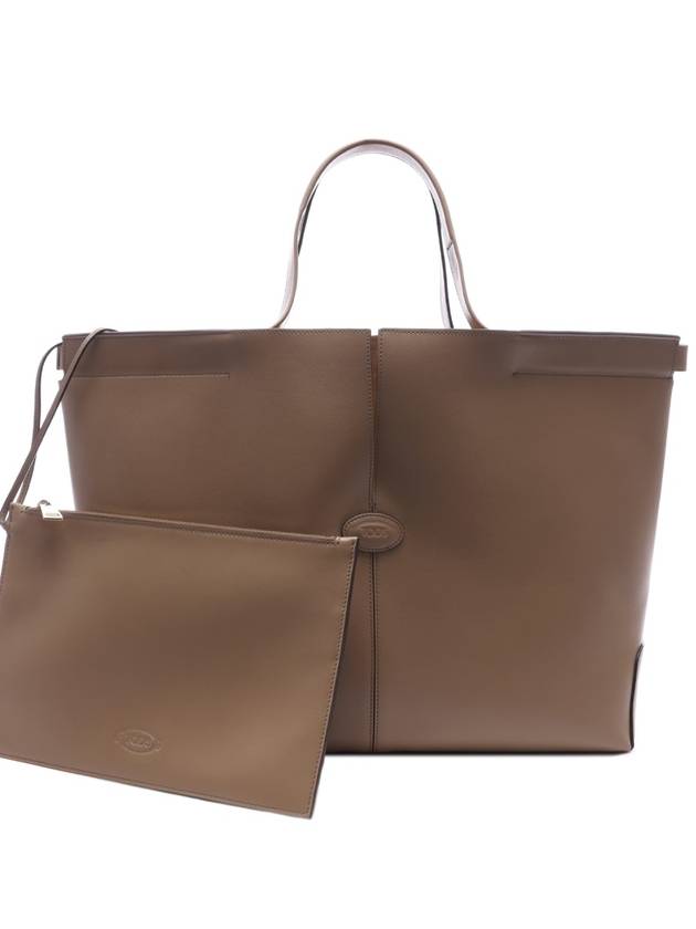 Folio Medium Leather Tote Bag Beige - TOD'S - BALAAN 3