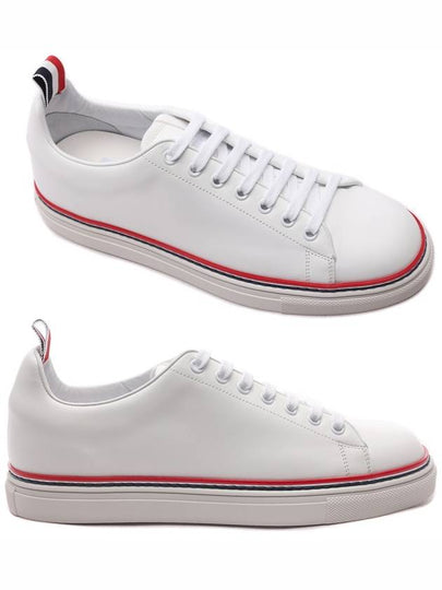 Tennis Vitello Calf Leather Low Top Sneakers White - THOM BROWNE - BALAAN 2