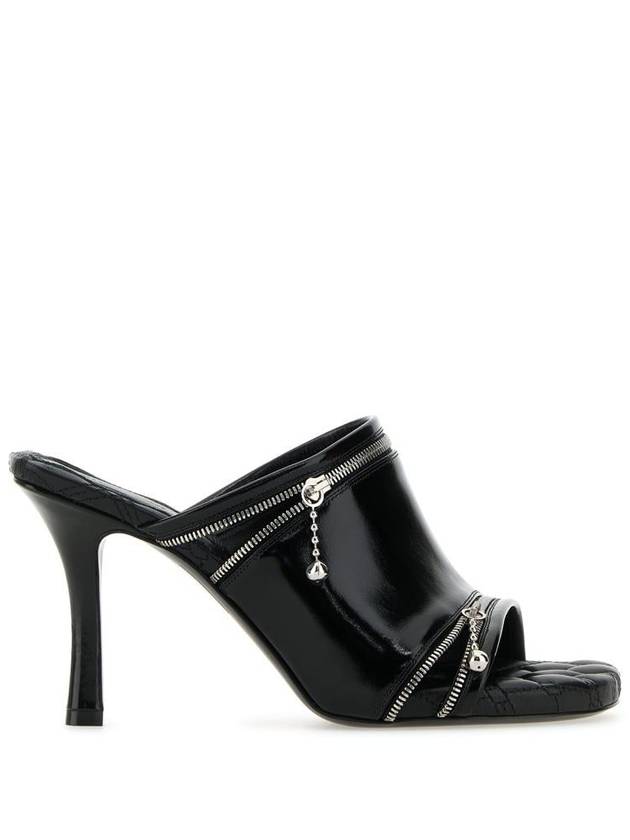 Peep Stiletto Heel Leather Mule Black - BURBERRY - BALAAN 2